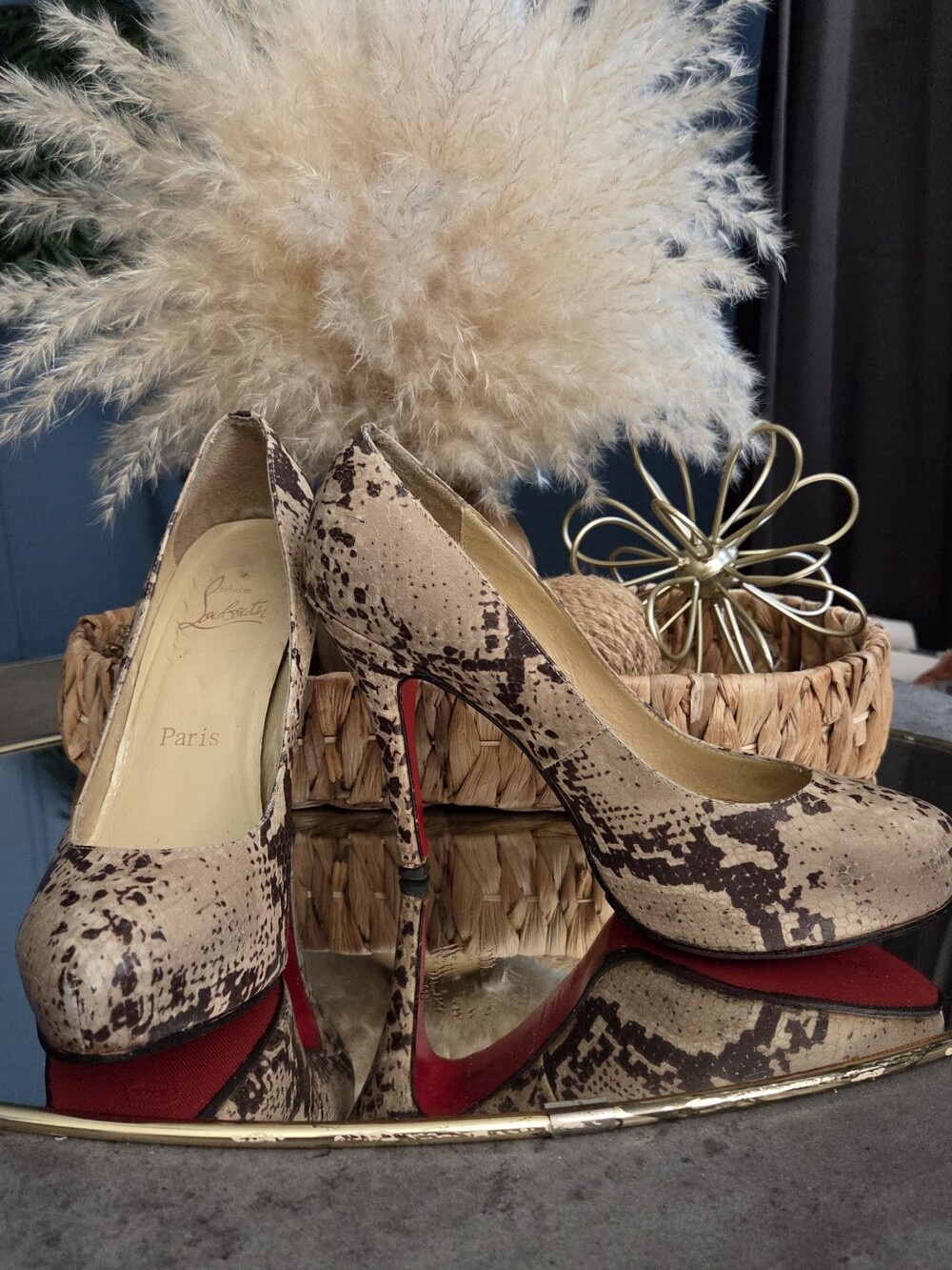 Luxe Python Print Red Sole Inspired Stiletto Heels Size 9